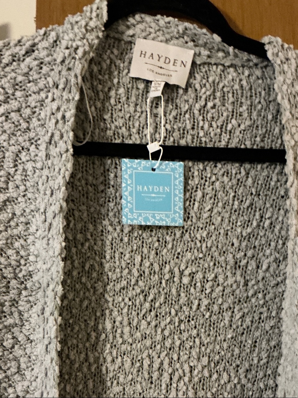 Hayden Light Gray Textured Open-Front Cardigan